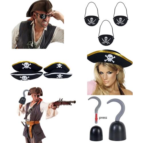 Fashionable Pirate Captain Suit Captain Hat Pirate Hook Eye Mask For Role-playing Props Kids Birthday Party Gift Supplies