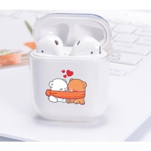 Cartoon Bears Airpods 2 Case Cute Coque Luxury Cover Air pod Cases DIY Gift Airpod Case Pod Earphone Accessories