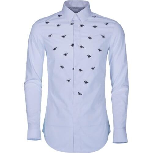 New Arrival Fashion Embroidery Long Sleeve Men Casual Shirts Hand-painted Men Long Sleeve High Quality Plus Size MLXL2XL 3XL 4XL