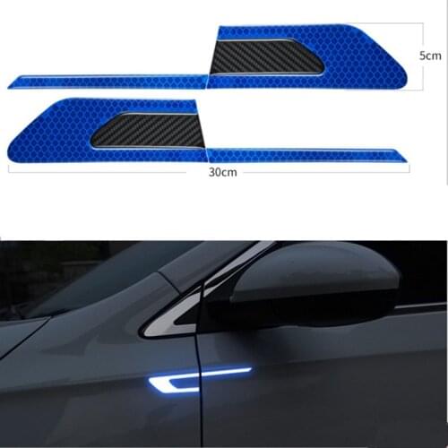 Hot Auto Reflective Stickers 2Pcs/Set Car Accessories Door Leaf Board Decal Warning Tape Bumper Strips Secure Car Styling
