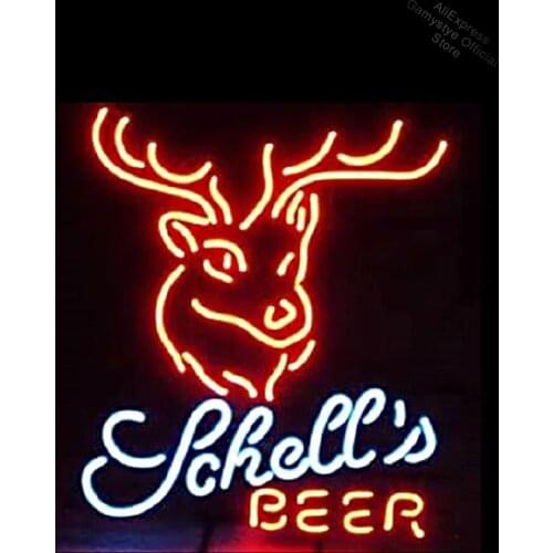 NEON SIGN For Beer Deer NEON Lamp Beer Bar Pub Real GLASS Tube Affiche Neon Outdoor Wall Light bud light neon sign Bar Pub Light