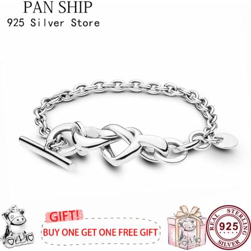 2020 New 925 брелок Silver Pan Bracelet Heart Pan Bracelet Interwoven And Knotted Fit European Charm Bracelets Women Jewelry