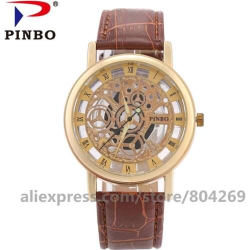 Wholesale Fashion Simple Hollow Out Women Analog Leather Quartz Watches Men Business Watches