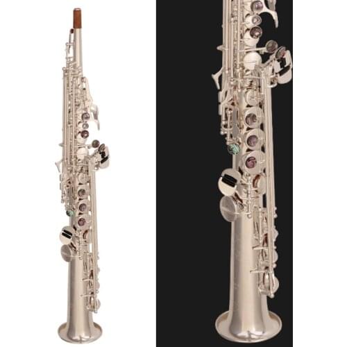 Straight Soprano Saxophone NAIPUTESI NT-802 key type nickel plated B Flat Soprano sax abalone buckle slice With case accessorie