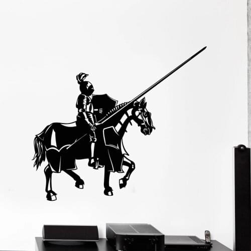Knight Wall Sticker Solider Fighter On Horseback Decal Warrior Swords Stickers Middle Ages Style Mural Removable Home Decoration