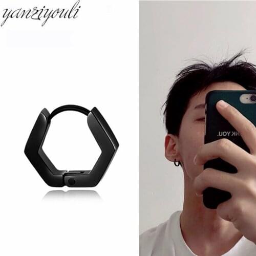 1pcs Fashion Hip Hop Black Rhombus Real 316L Stainless Steel Earring for Men Women Lovers Couple Stud Earrings Boyfriend Gift