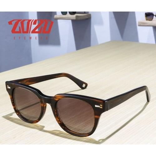 20/20 Polarized Sunglasses Acetate Frame Sun Glasses Stripe Design Fashion Simplicity Design For Man Women Accessories AT8144