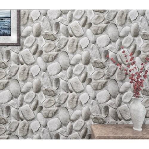 Light Gray Brick Vinyl Non-Self Adhesive Stone Peel and Stick Wallpaper Removable Wall Stickers for Home Decor Wallpapers