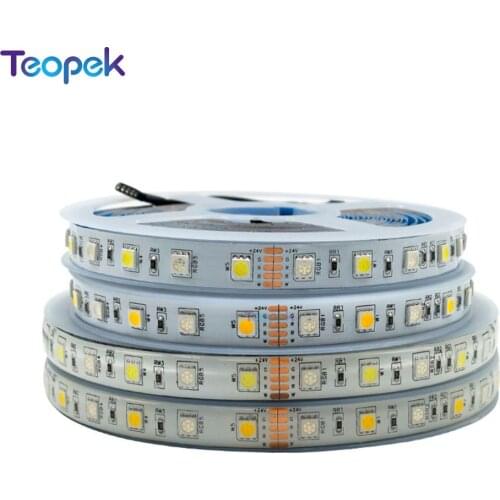 DC24V 5050 60led/M RGBW RGBWW RGB+Warm White Or Cool White LED Strip Light 5M 12mm PCB IP20/IP65 Waterproof