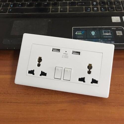 Universal 2100mA Wall Socket Dual 2 USB Plug Switch Power Charger Electric Socket Outlet Adapter Plug Support US/UK/EU Standard