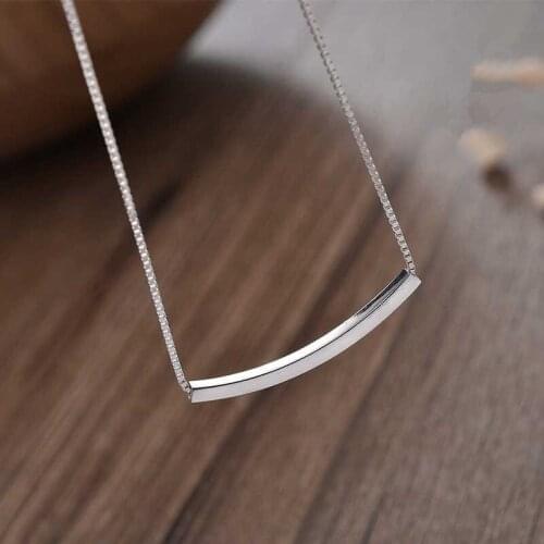 NEW Smile Bend Pipe Pendant Necklaces For Women Box Chain Simple Personality Fashion Party Jewelry