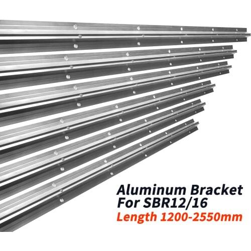 1pc SBR12 SBR16 SBR aluminum bracket 1200mm-2550mm with hole/without hole linear rails guides machined for CNC parts