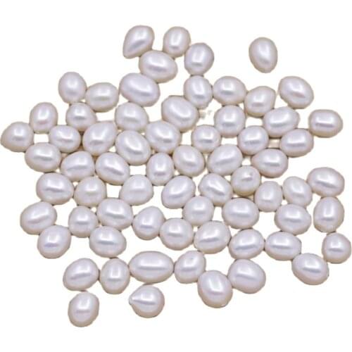 100PCS Natural White Teardrop Pearl Loose Beads Half Hole Earring Making 6X8-9mm