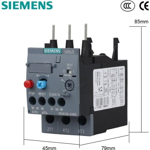 11-16A 14-20A 17-22A Thermal Overload Relay protective overload for Mounting on Contactor Class 10 3RU6126-4AB0 SIEMENS