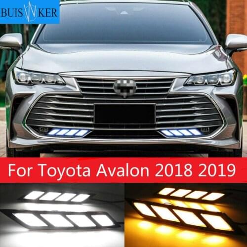 2PCS Dynamic Yellow Turn Signal 12V Car DRL LED Fog Lamp LED Daytime Running Light For Toyota Avalon 2018 2019