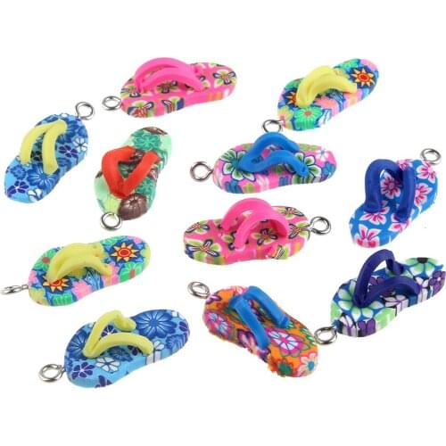 20pcs Soft Polymer Clay 10mm Small Pendant Flower Flip Flop Shape for Lovely Jewelry Make DIY Necklace Earrings Accessories