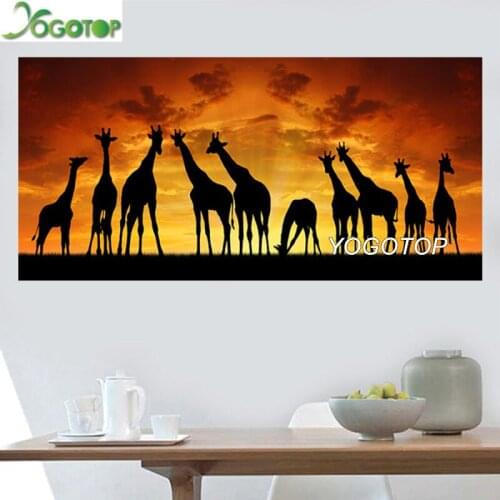 Africa art sunset giraffe landscape 5d Diamond Painting Full Drill large Diy Diamond Embroidery Cross Stitch Kit mosaic YY2723