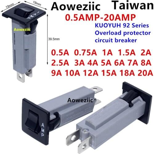 1Pcs 92 Series 0.5 1A 1.5 2A 2.5 3A 4 5A 6A 7 8A 9 10A 12A 15A 20A Circuit Breaker Overload Switch Over Current Protector KUOYUH