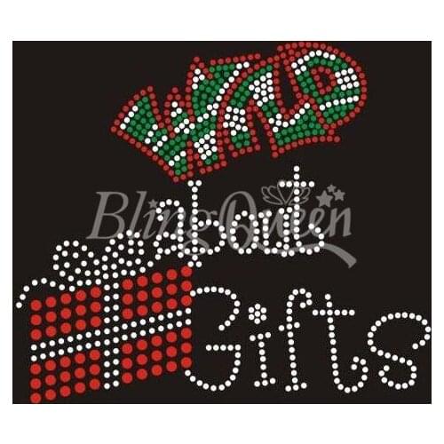 BlingQueen 25PCS/LOT Korean Rhinestone Iron On Transfers Wild about Santa Design