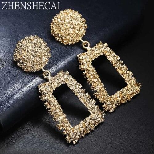 Big Vintage Earrings for Women Gold Silver Geometric Statement Earring 2018 Metal Earring Hanging Fashion Jewelry whokesale