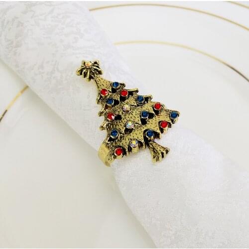 Diamond Christmas Tree Napkin Ring Golden Napkin Button Christmas Napkin Ring Cloth Napkin Rings For Weddings Dinner Parties