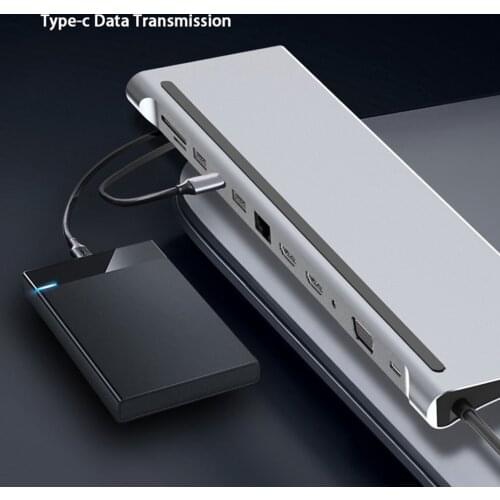 Fast USB Type C Hub For Dual 4k HDMI-compatible USB3.0 USB2.0 Pd Charging VGA Audio Jack RJ45 3.5mm With Adapter