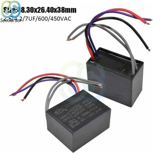 CBB61 Starting Capacitance AC Fan Capacitor 2.5UF+4.2UF+7UF AC 600V 450V 5 Wires CBB Motor Run Capacitor For Ceiling Fan
