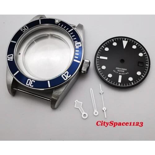 41mm Sapphire glass steel watch case dial hands fit ETA 2836 movement mens watch parts