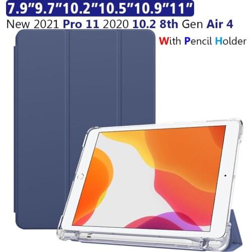 IPad Air 4 Case For 2020 10.9 2019 2020 7/8th Generation Cover 2017 2018 iPad 9.7 5/6th Mini 4 5 Air 3 Pro 10.5 11 Pencil cases