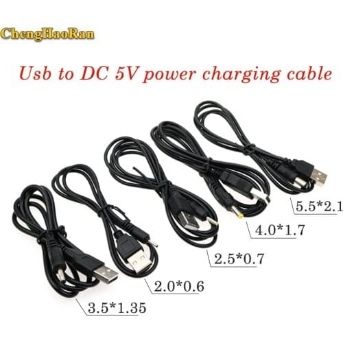 ChengHaoRan USB Port to 5.5*2.1mm 2.5*0.7mm 2.0*0.65mm 3.5*1.35mm 4.0*1.7mm 5V DC Barrel Jack Power Cable Connector