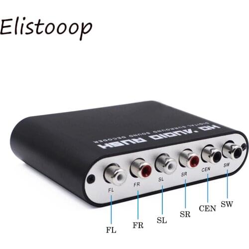 Digital 5.1 Audio Decoder Dolby Dts/Ac-3 Optical To 5.1 Channel RCA Analog Converter Sound Audio Adapter Amplifier Converter