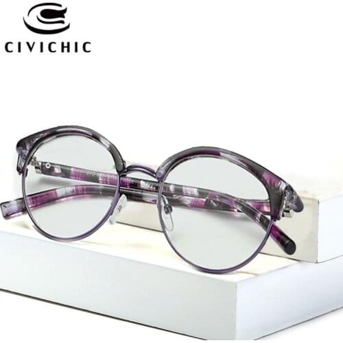 CIVICHIC Brand Designer Women Men Flat Eyewear Leopard Optical Frame Plain Glasses Retro Clear Lens Oculos HD Round Goggles E283