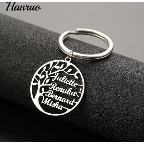 Tree Of Life Custom Name Keychain Personalized Stainless Steel Key Chain Family Tree 18K Gold Key Ring For Women Men Key Jewelry