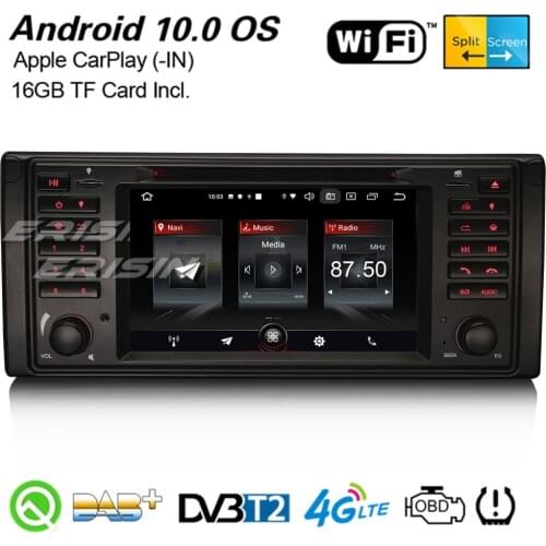 Erisin 2739 Android 10.0 Car Stereo DAB+ Navi WiFi CarPlay DVR OBD2 4G Bluetooth Canbus GPS For BMW 5 Series 5er E39 X5 E53 M5