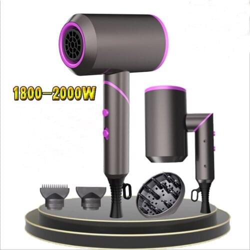 Fold Hair Dryer Professional Strong Wind Salon Hair Dryer with Hot Cold Wind Negative Ionic Hammer Blower Dryer with 3 Nozzle