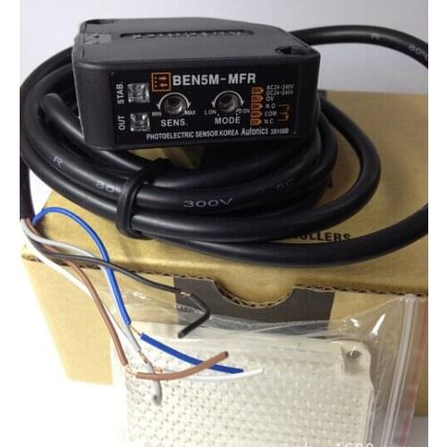 BEN5M-MFR Mirror reflector type frared ray photoelectric sensor switch, ac dc relay output adjustable photo sensor distance 5m