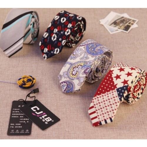 Fashion designer mens neck tie wedding party jacquard gravatas ties for men skinny slim 5cm paisley striped cotton linen 50pcs