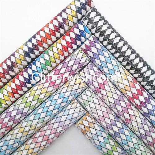 Glitterwishcome 21X29CM A4 Size Diamonds Printed Chunky Glitter Leather Fabric Sheets, Glitter Fabric for Bows, GM958A