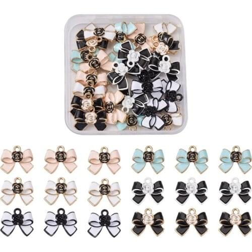Small Bowknot Alloy Pendants Charms with Enamel for Jewelry Making DIY Bracelet Necklace Craft Supplies Findings