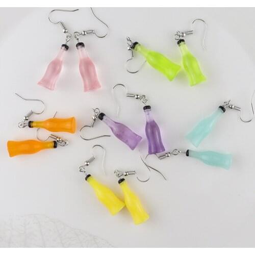 Harajuku Cute Colorful Wine bottle Pendant Drop Earring Creative Fashion Emulated Jewelry for Women Girls Friendship Girl Gift