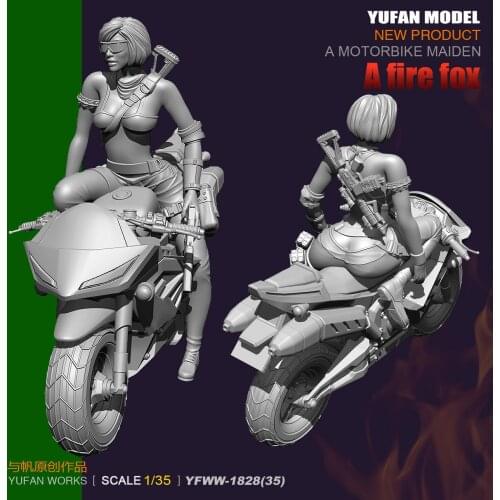 YuFan Model and sail original 1 / 35 electric bicycle female shooter resin soldiers YFWW35-1828 KNL Hobby