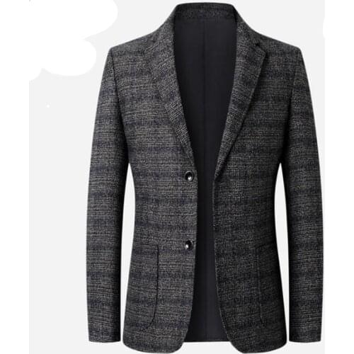 Men Spring Autumn Blazers Mens Single-Breasted Suit Coats Male Business Casual Plaid Blazers Coat Clothing