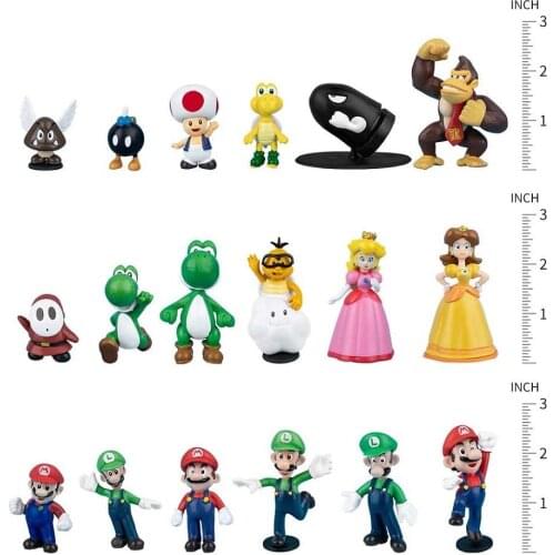6-piece set of Super Mario Bros. birthday gift kawaii decoration princess, turtle, mushroom, orangutan, anime action doll toy