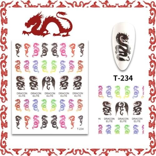 Nail Stickers Decals 3D Manicure-Tips-Decorations Self-Adhesive Nail-Art Tools Acrylic Chinese Dragon Design Waterproof Tape