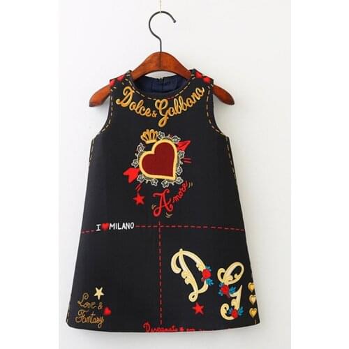 Girls Dress Spring Autumn European and American Style embroidery Flower vest dress toddler Baby Girls clothing