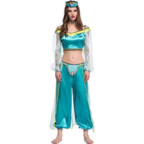 Halloween Adult Women Aladdin Lamp Princess Jasmine Costume Fancy Dress