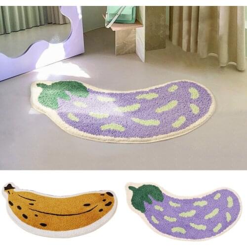 Flocking Bath Mat Creative Fruit Carpet Non-slip Absorbent Doormat Peach Lemon Shaped Rug for Bedroom Bathroom Entrance Mat