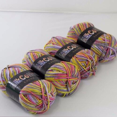 Multi Color 4Skeinsx50g Soft Cotton Wool DIY Socks Scarf Knitwear Wrap Kraft yarn Dark Mixed color 2075-19