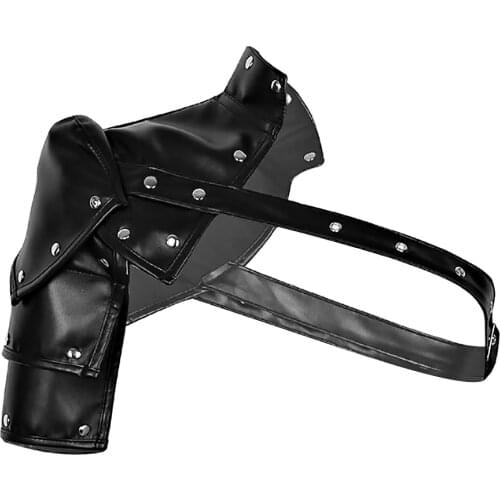 Gothic Steampunk Style Faux Leather Adjustable Metal Rivets Single Shoulder Armor Body Chest Harness Cosplay Costume Accessory