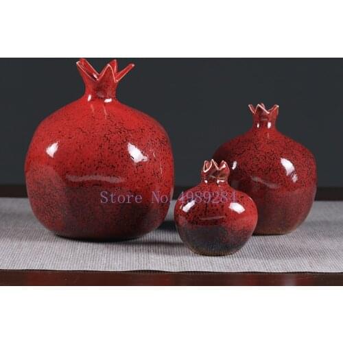 Creativity Ceramic Vase Red Pomegranate Flower Arrangement Accessories Flower Vase Decorative Ornaments Modern Home Decoration